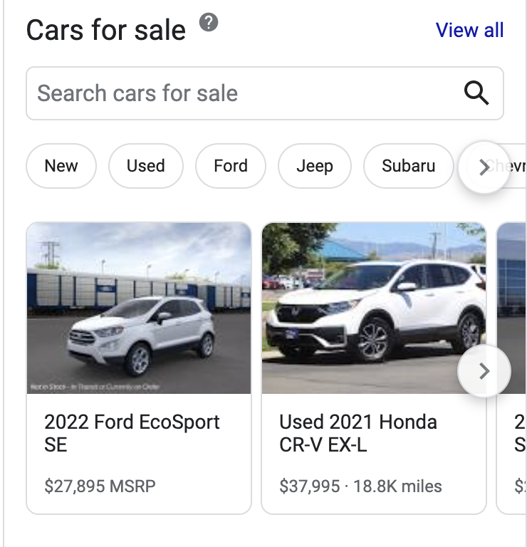 Google business profile example results